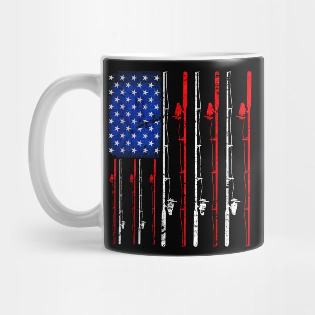 American Flag Fishing Rod Fishing Lover by Derrick Ly